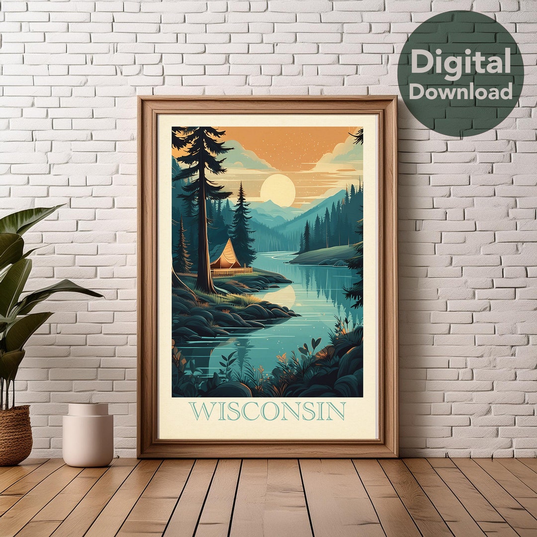 Wisconsin State Outdoor Poster, States Wonders, Digital Download - Etsy