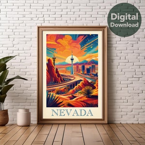 Nevada State Outdoor Poster, States Wonders, Digital Download