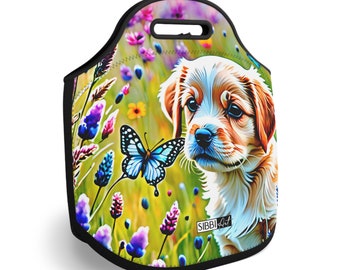 Insulated Lunch Bag - Puppy with a Butterfly