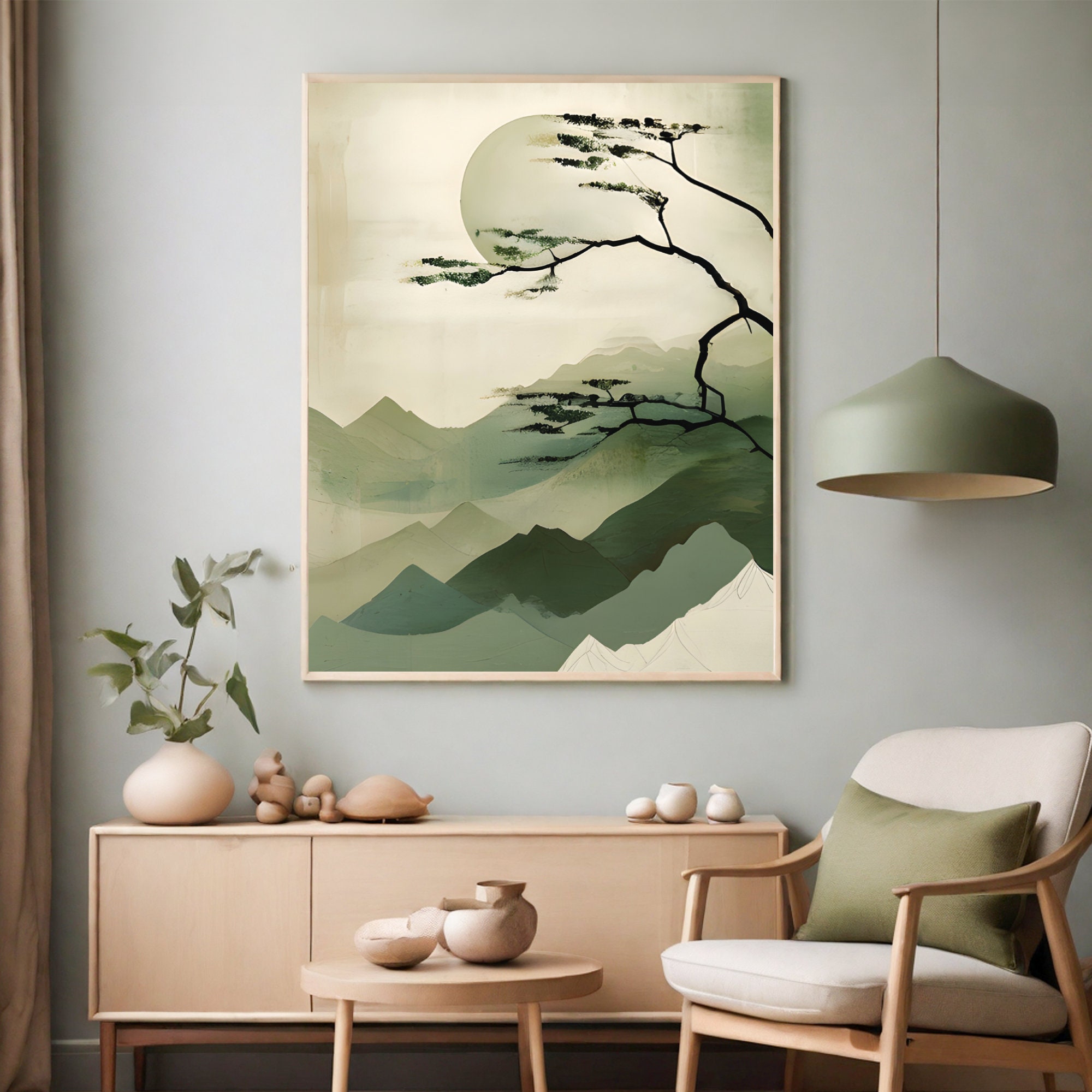 Japandi Wabi-sabi Misty Mountain Wall Art – Japanese Minimalist Zen ...