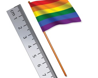 Pride Rainbow Flag 1:32 Scale (Toy Flag) of the LGBT Movement (Width 3.8cm / Pole Height 8cm)