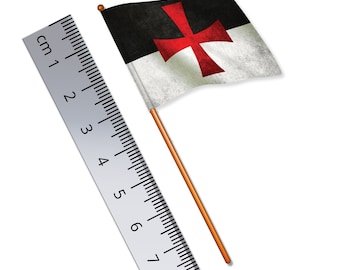 Knights Templar Banner 1:32 Scale Toy Soldier Flag of The Knights Templar (Width 3.8cm / Pole Height 8cm)