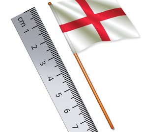 English St George's Cross 1:32 Scale Toy Soldier Flag of England (Width 3.8cm / Pole Height 8cm)
