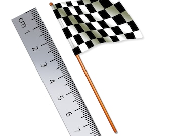 Chequered / Checkered Flag 1:32 Scale (Toy Soldier) Flag of Motor Racing (Width 3.8cm / Pole Height 8cm)