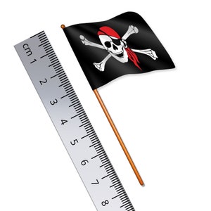 Pirate Flag 1:32 Scale Toy Soldier Flag of The Skull & Crossbones (Width 3.8cm / Pole Height 8cm)