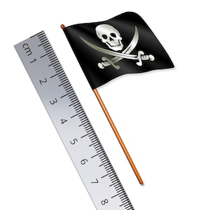 Pirate Flag 1:32 Scale Toy Soldier Flag of The Skull & Cross-swords (Width 3.8cm / Pole Height 8cm)