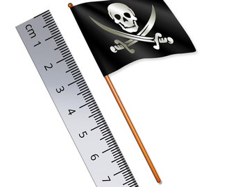Pirate Flag 1:32 Scale Toy Soldier Flag of The Skull & Cross-swords (Width 3.8cm / Pole Height 8cm)