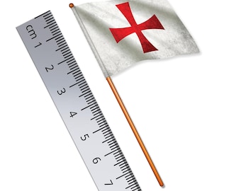 Knights Templar Banner 1:32 Scale Toy Soldier Flag of The Knights Templar (Width 3.8cm / Pole Height 8cm)