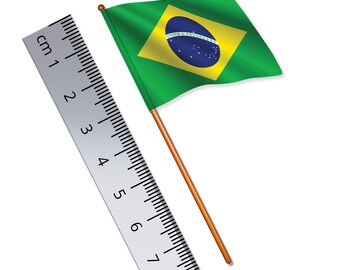 Brazilian Flag 1:32 Scale Toy Soldier Flag of Brazil (Width 3.8cm / Pole Height 8cm)