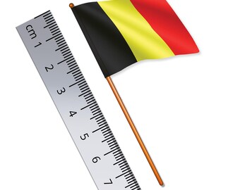 Belgian Flag 1:32 Scale Toy Soldier Flag of Belgium (Width 3.8cm / Pole Height 8cm)