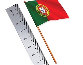 Portuguese Flag 1:32 Scale Toy Soldier Flag of Portugal (Width 3.8cm / Pole Height 8cm)