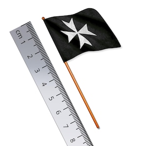 Knights Hospitaller Banner 1:32 Scale Toy Soldier Flag of The Knights Hospitaller (Width 3.8cm / Pole Height 8cm)