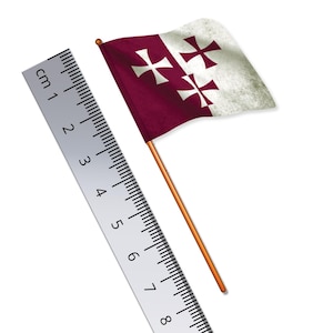 Knights of Ibelin Banner 1:32 Scale Toy Soldier Flag of The Knights of Ibelin (Width 3.8cm / Pole Height 8cm)