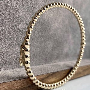 Solid gold bangle/ 14k Gold bracelet for women / Vintage gold bangle / Gold Stackable Bangle / Gold Stacking Bracelet / Bubble Bracelet Gold