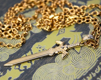 Master Sword Necklace 925 Silver Gold plated Zelda necklace