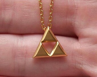 Triforce necklace Zelda jewelry Silver gold plated Geeky Gift Retro Video Game Lovers gift Dainty pendant necklace