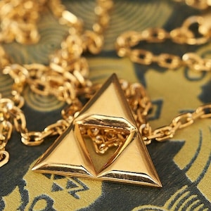 Triforce Pendant Zelda Necklace Sterling Silver 24k Gold Plated
