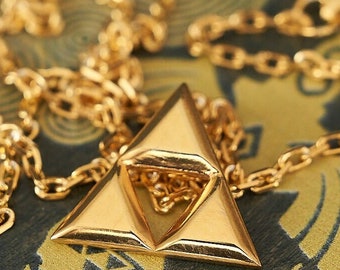 Triforce Pendant Zelda Necklace Sterling Silver 24k Gold Plated