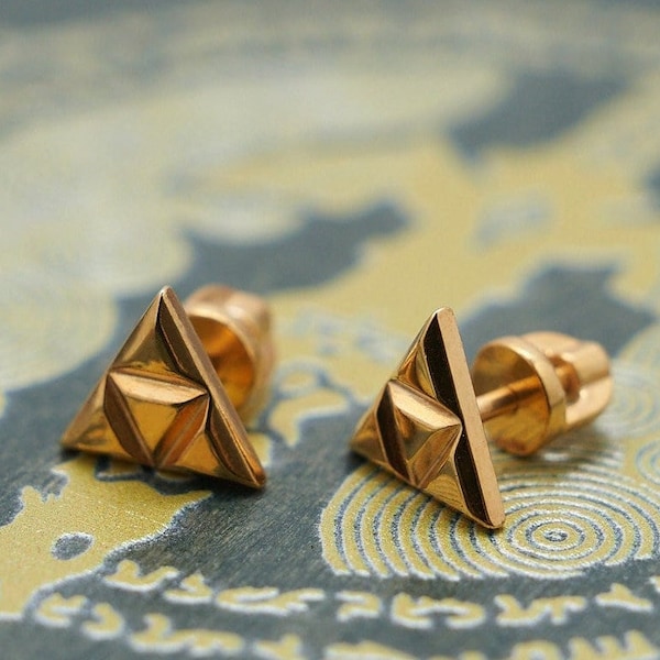 Triforce earrings Zelda earring Screw Back Single Stud Earring 925 Sterling Silver Gold Plated Zelda Gift Nintendo Earrings Unisex Jewelry