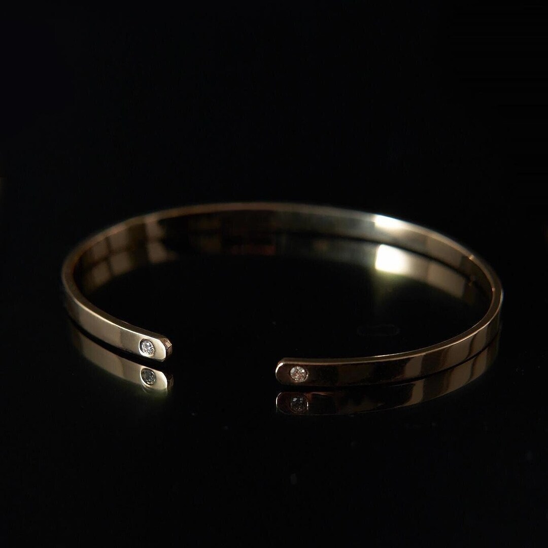 Gold Cuff Bracelet for Women, 18K Gold Plated Stainless Steel