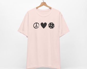 Peace Love Pickleball T-Shirt | Fun Pickleball Graphic Tee