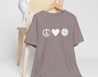 Peace Love Pickleball T-Shirt | Fun Pickleball Graphic Tee