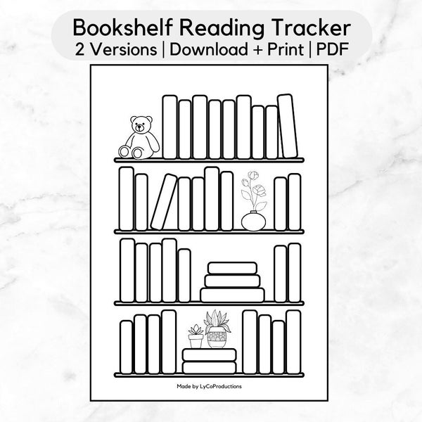 Bookshelf Reading Goal Tracker, Books to Read, Books I've read, Reading log, Printable PDF Template, Instant Download PDF