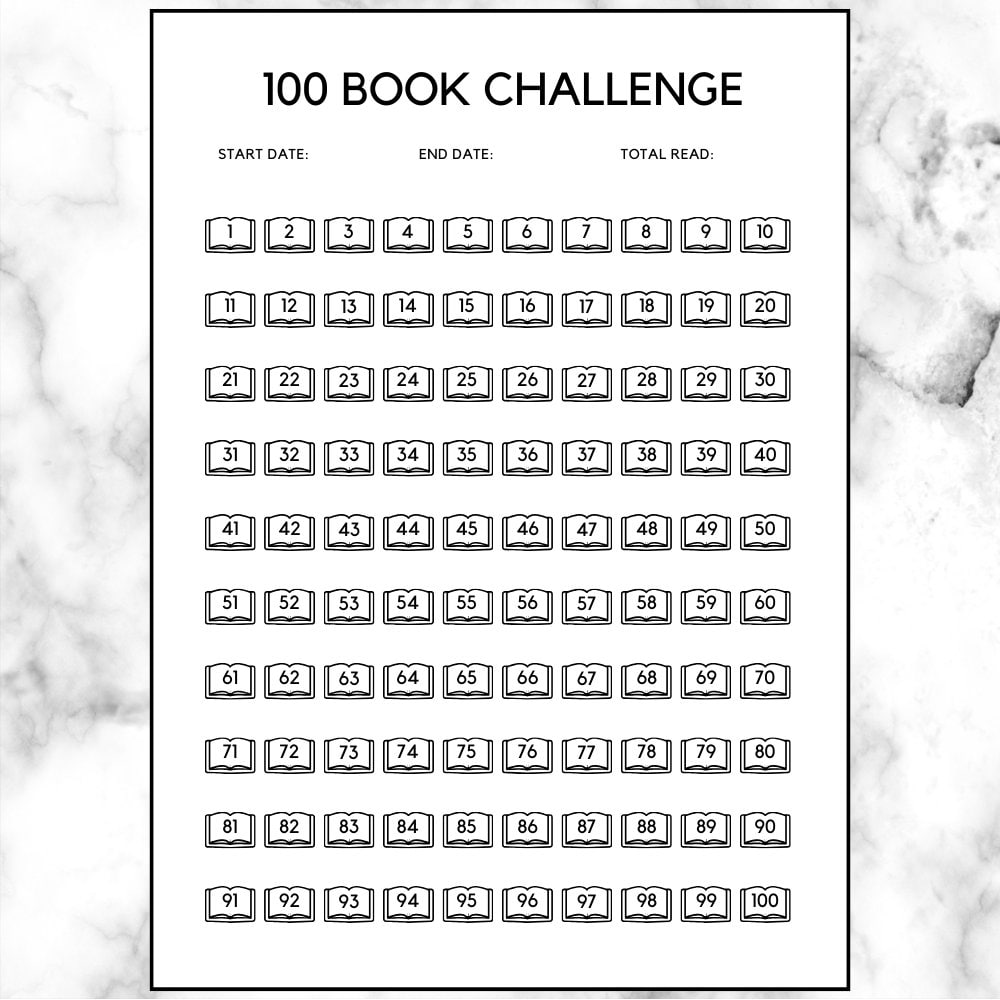 100 Book Reading Challenge Template, Reading Tracker, Reading Log ...