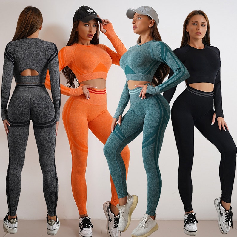 Ensemble d'entraînement élégant 2 pièces Tenue assortie de yoga et de fitness Vêtements de sport pour femmes Vêtements de sport confortables Vêtements de sport à la mode image 1