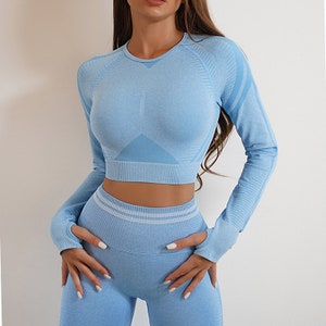 Stylish 2-Piece Workout Set Yoga and Fitness Matching Outfit Activewear for Women Comfortable Athletic Wear Trendy Gym Clothes Sky Blue