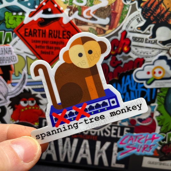 spanning-tree monkey | network engineer | die-cut sticker