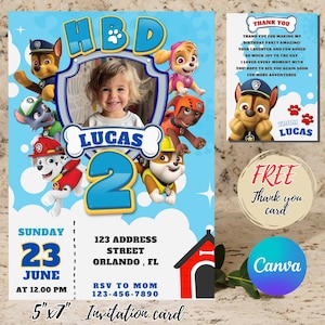 Kids Editable Birthday Invitation Template, Printable Birthday Party Invitations,Digital Bday Party Invite Template, Boys & Girls Canva Edit