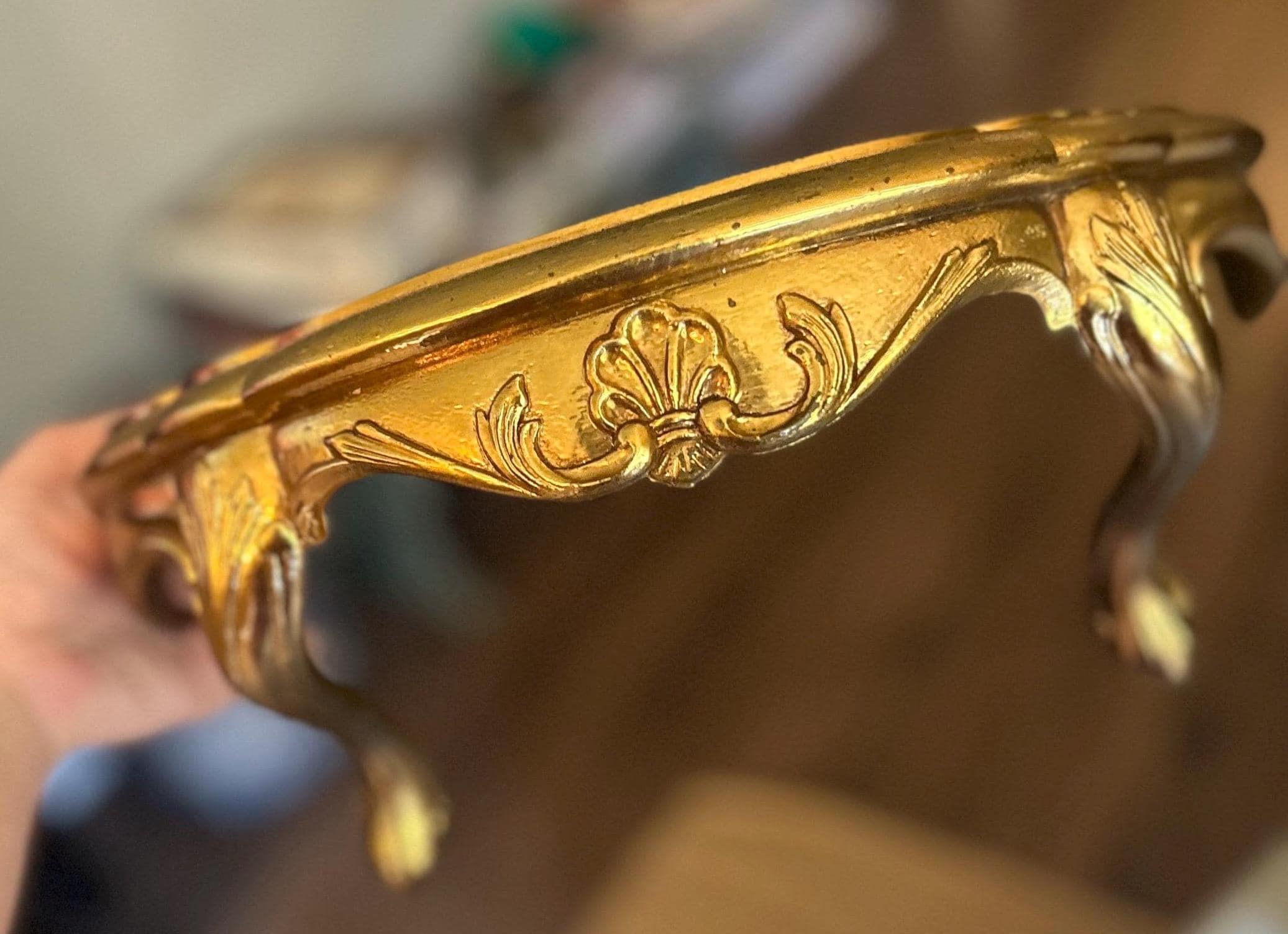 Vintage Burwood Gold Ornate Wall Shelf Rococo Style Sconce Shelf 1983 Hollywood Regency Accent Made in USA 2625
