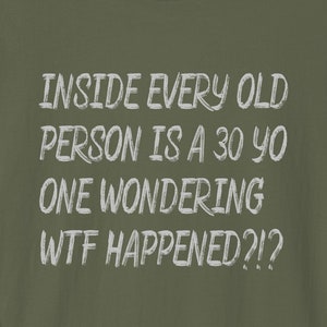 Funny Getting Older T-shirt, Inside Is A 30 YO Wondering WTF Happened?!?, Aging With Humor Birthday, Retirement, Gag Gift