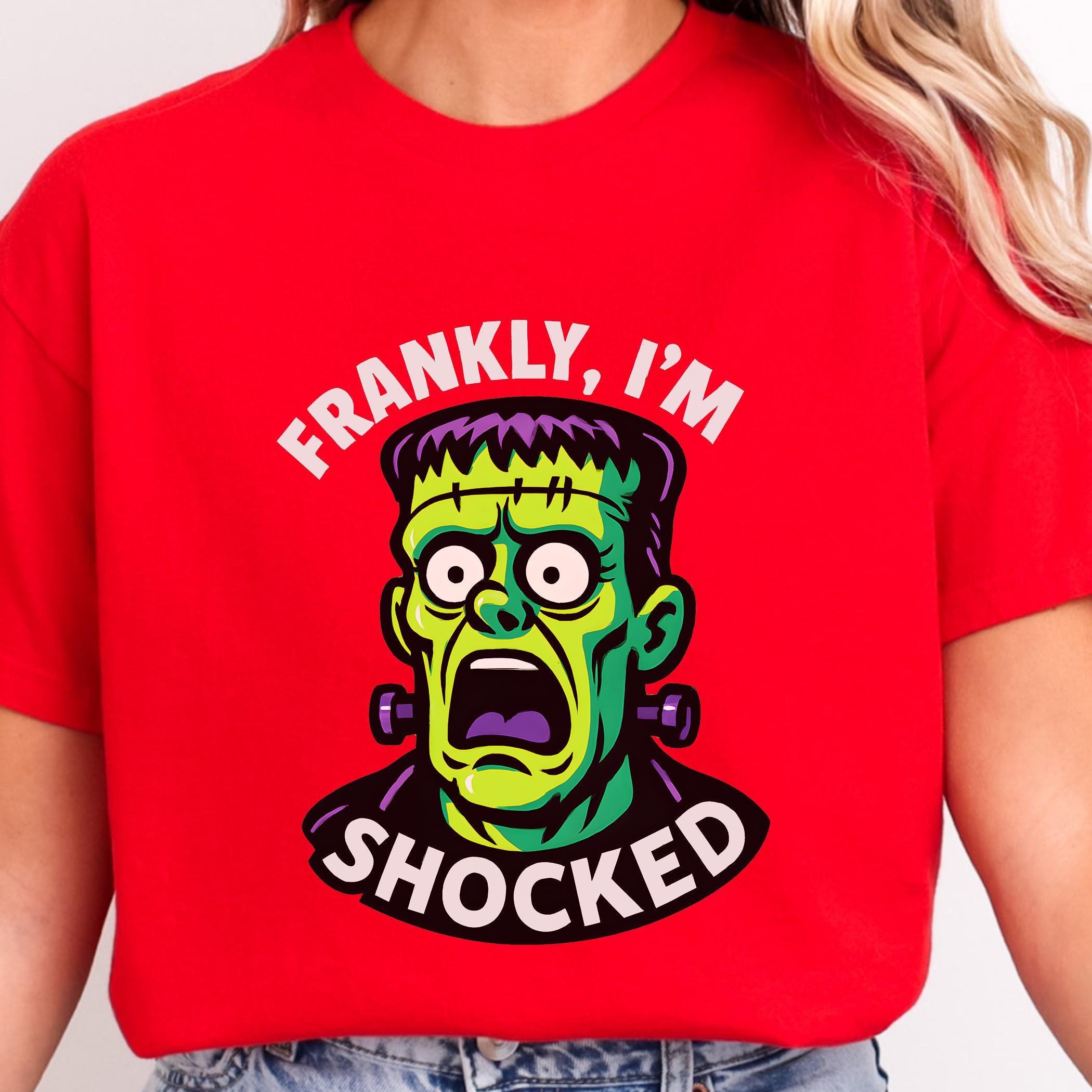 Neon Frankenstein Bust Frankly, Im Shocked T-shirt | Funny