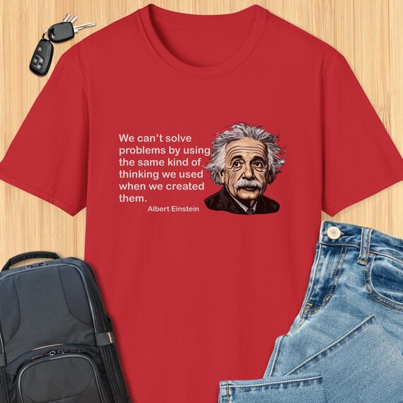 アルバート・アインシュタインの問題解決の名言Tシャツ：科学愛好家の