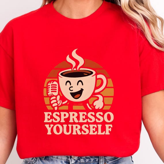 Retro Sunset Espresso Cup Espresso Yourself Shirt | Funny Coffee