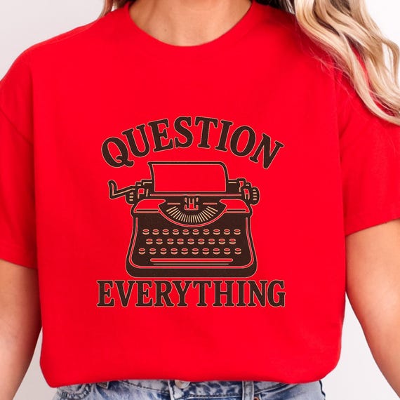 Question Everything Typewriter Graphic T-shirt – Vintage Writer