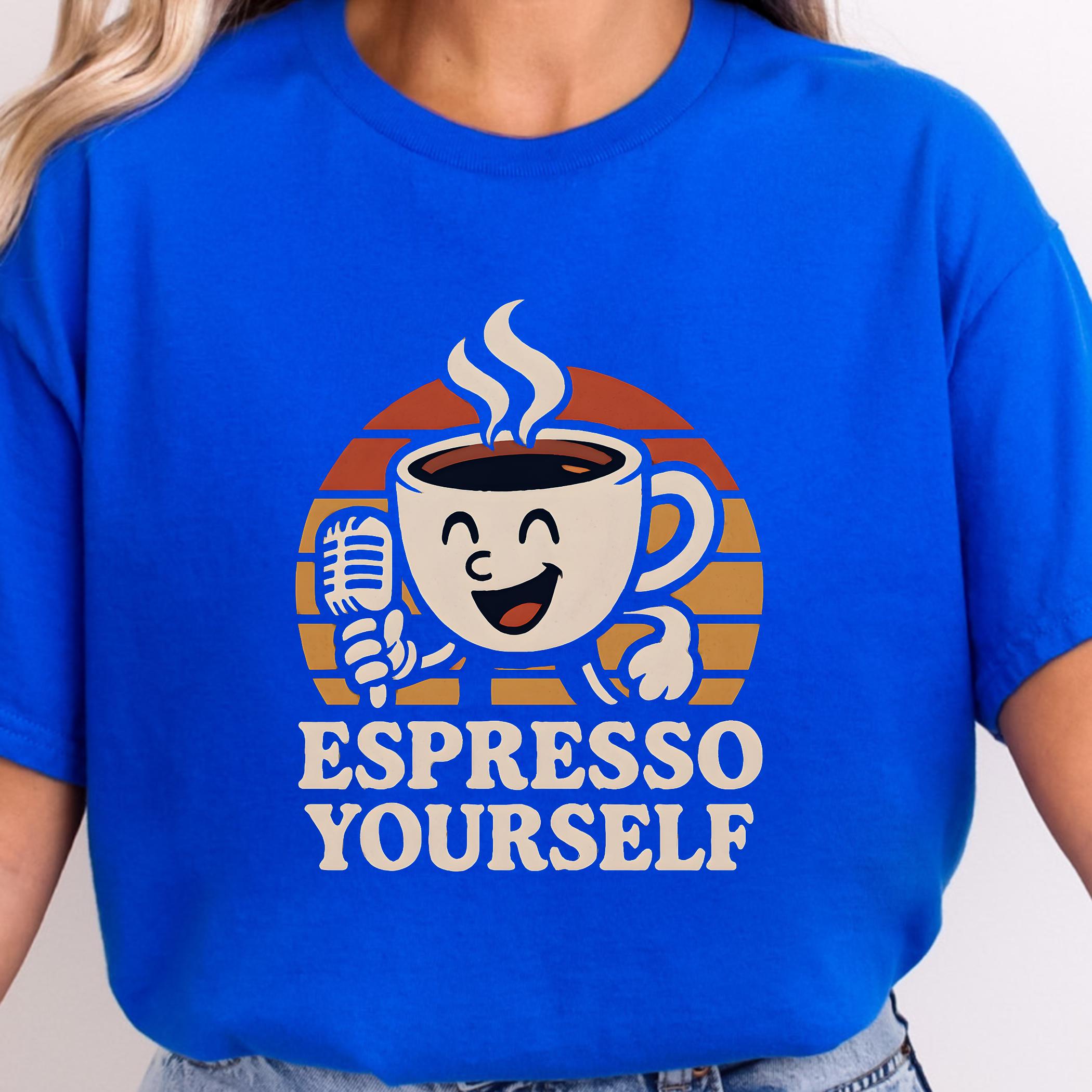 Retro Sunset Espresso Cup Espresso Yourself Shirt | Funny Coffee