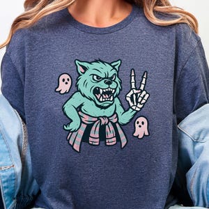 Werewolf Grunge Shirt | Spooky 90s Style Tee | Halloween Wolf Wolfie Graphic T-Shirt | Retro Monster Top