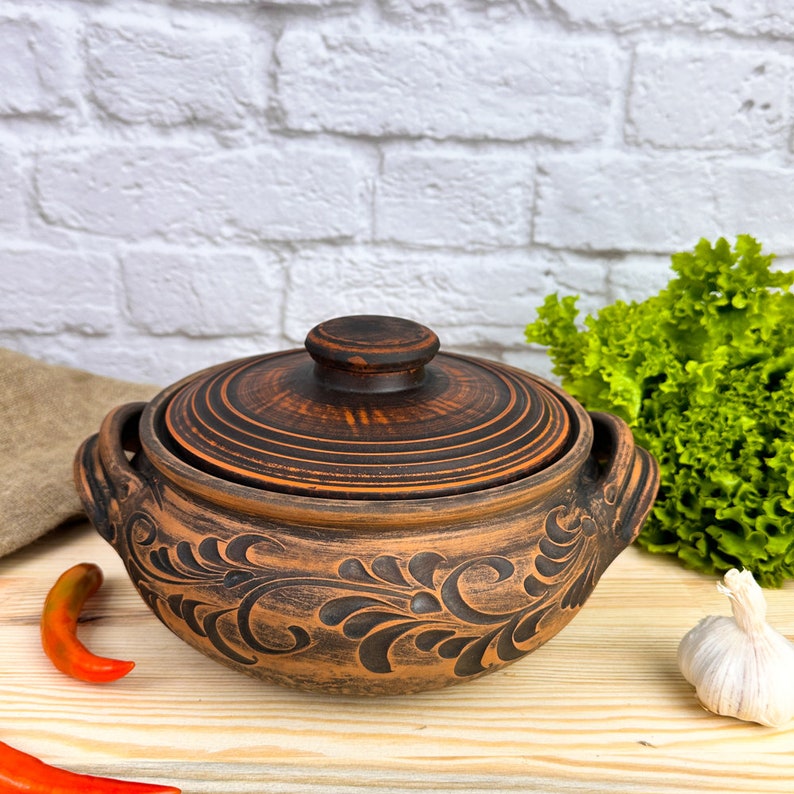 Unglazed Clay Pot for Cooking with Lid, Earthen Kadai, LEAD-FREE Clay Cooking Pot, Indian Clay Handi, Ayurveda Range, Curry, Biryani Pot. image 5