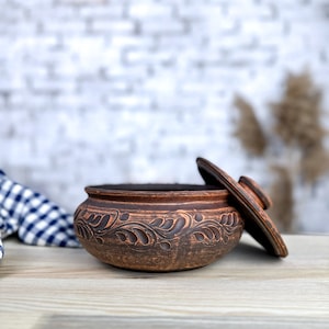 Unglazed Clay Pot for Cooking with Lid, Earthen Kadai, LEAD-FREE Clay Cooking Pot, Indian Clay Handi, Ayurveda Range, Curry, Biryani Pot