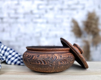Olla de arcilla sin esmaltar para cocinar con tapa, Kadai de tierra, Olla de arcilla SIN PLOMO, Handi de arcilla india, Gama Ayurveda, Curry, Olla Biryani