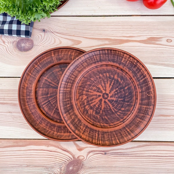 rustic gift, ceramic plate, brown dinner thrown plate, village decor, clay dishes cooking, cooking gifts, rustic decor, eco friendly