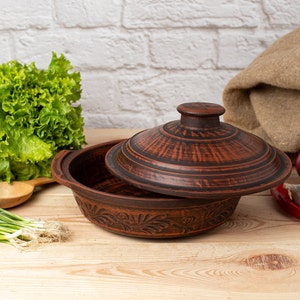 Horno holandés de barro, Sartén de barro, Brottopf keramik, Fuente de horno para asar, Olla de curry, Olla de barro para cocinar, Olla de terracota, Olla de barro para cocinar