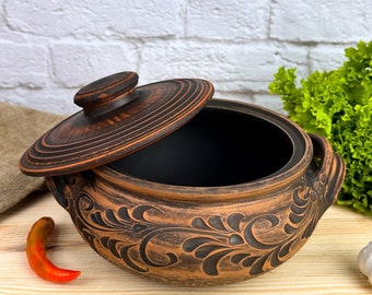 Unglazed Clay Pot for Cooking with Lid, Earthen Kadai, LEAD-FREE Clay Cooking Pot, Indian Clay Handi, Ayurveda Range, Curry, Biryani Pot.