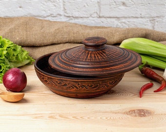 Olla de terracota, horno holandés de barro, olla de barro, Brottopf keramik, horno para asar, olla de curry, olla de barro, olla para biryani, utensilios de cocina de barro
