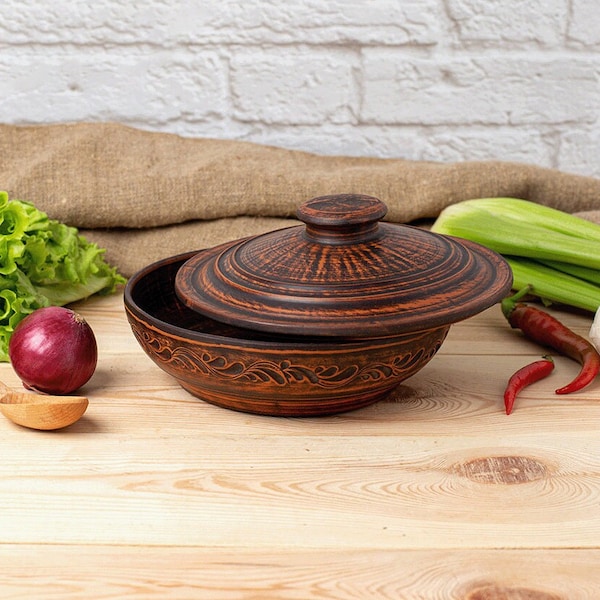 Terracotta pot, Clay dutch oven, Earthenware pot, Brottopf keramik, Roasting dish oven, Curry Pot Clay cooking pot Biryani pot Clay Cookware