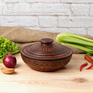 Terracotta pot, Clay dutch oven, Earthenware pot, Brottopf keramik, Roasting dish oven, Curry Pot Clay cooking pot Biryani pot Clay Cookware