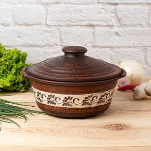 Unglazed Clay Pot for Cooking with Lid, Pot for Cooking & Serving with Lid, Terracotta Clay Pot, Pots, Clay Casserole pot, Clay cookware